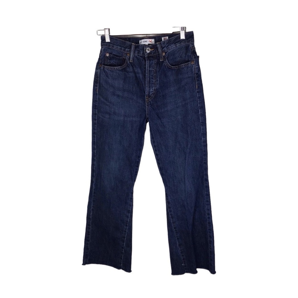 RE/DONE High Rise Crop Flare Jeans in Dark Size 26.